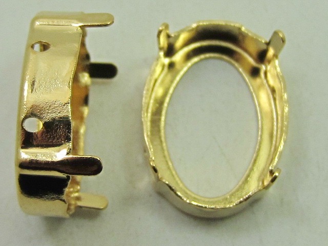 4pcs. OVAL 18X13mm SEW ON RIM SETTING GOLD European